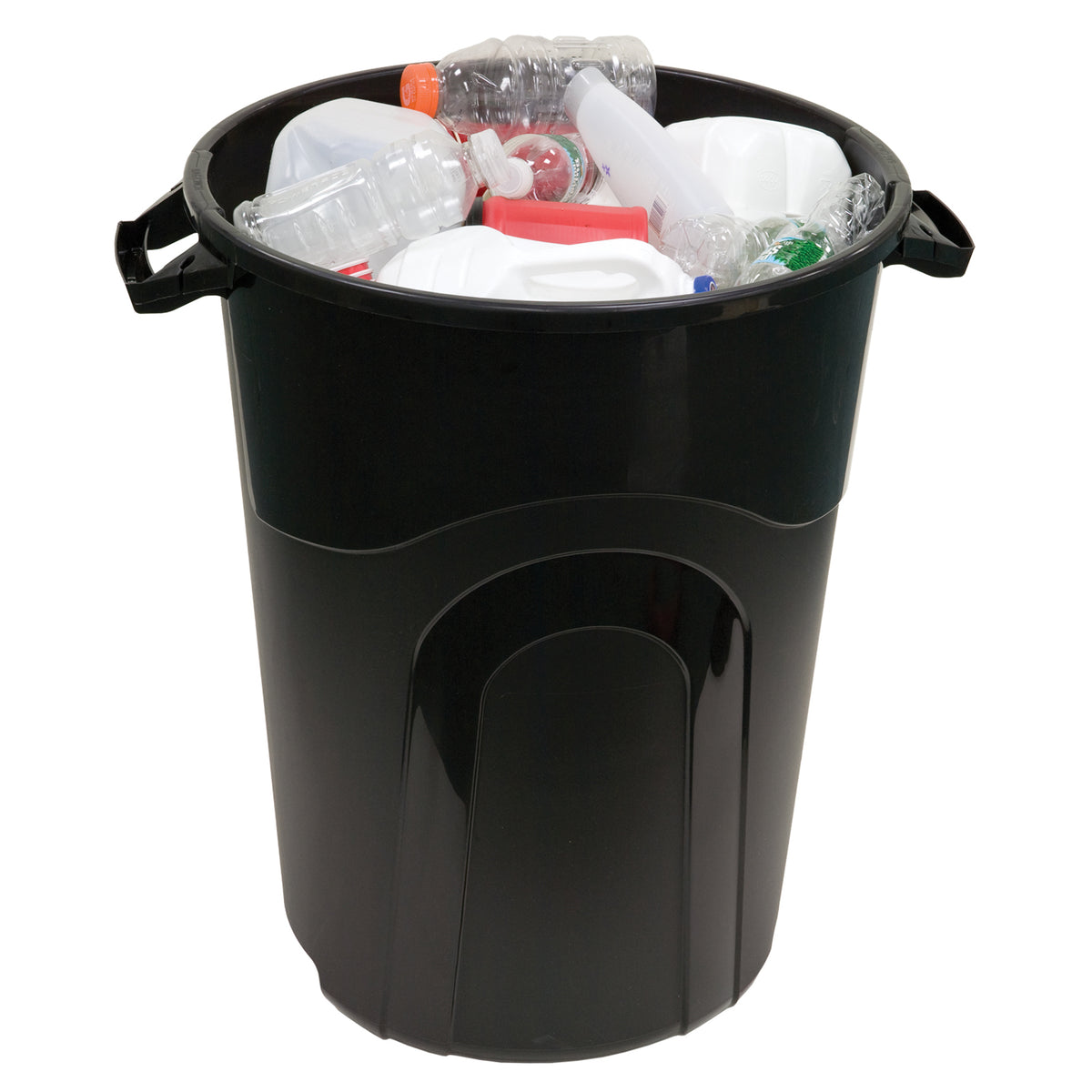 32 Gallon Injection Molded Trash Can - Black