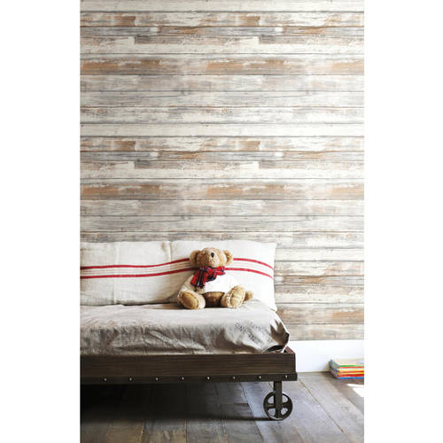 Distressed Wood Peel and Stick Wall Decor Wallpaper