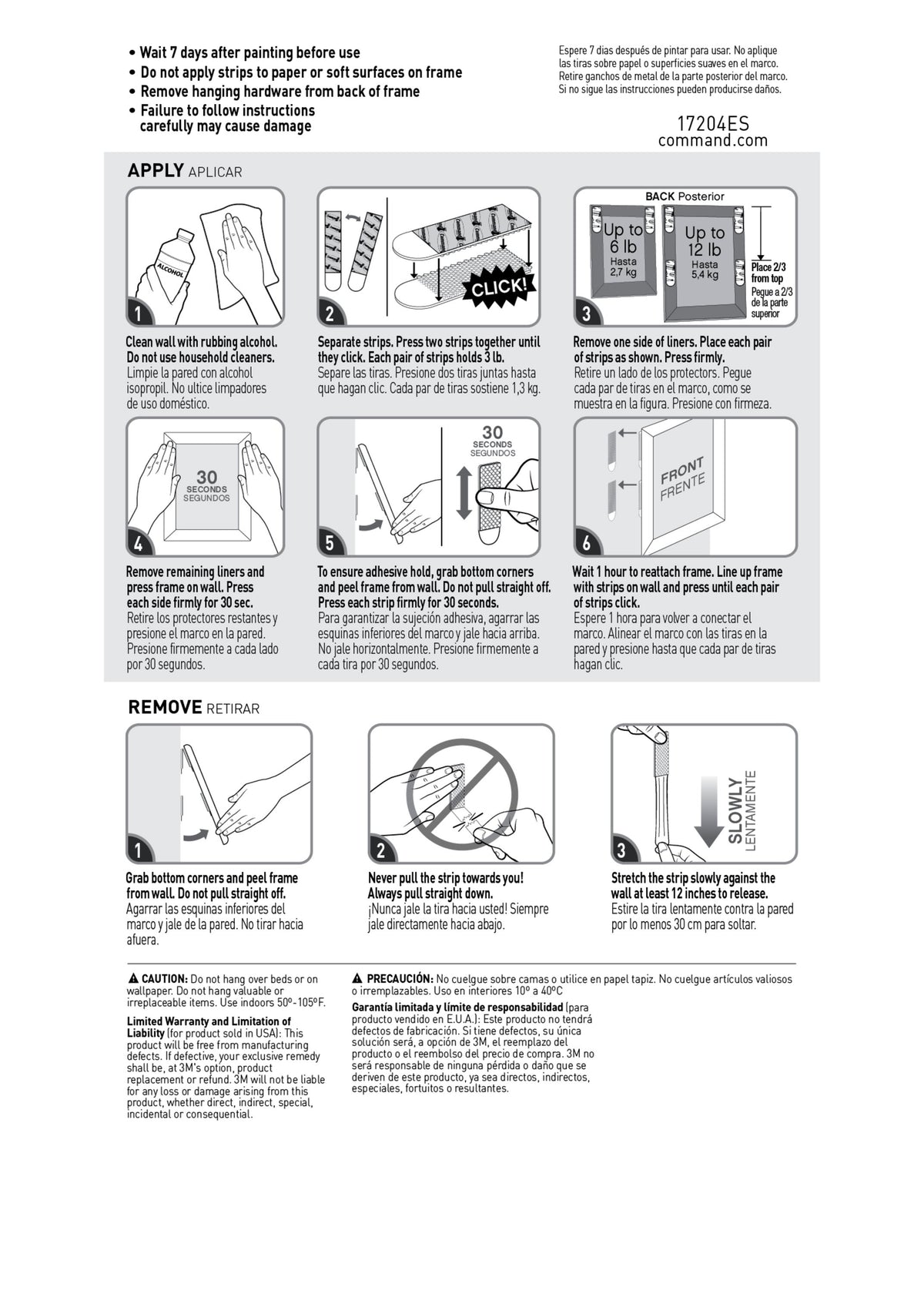 Medium Picture Hanging Strips, White, 12 Pairs Per Pack