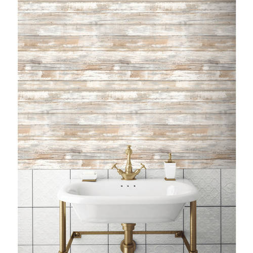 Distressed Wood Peel and Stick Wall Decor Wallpaper