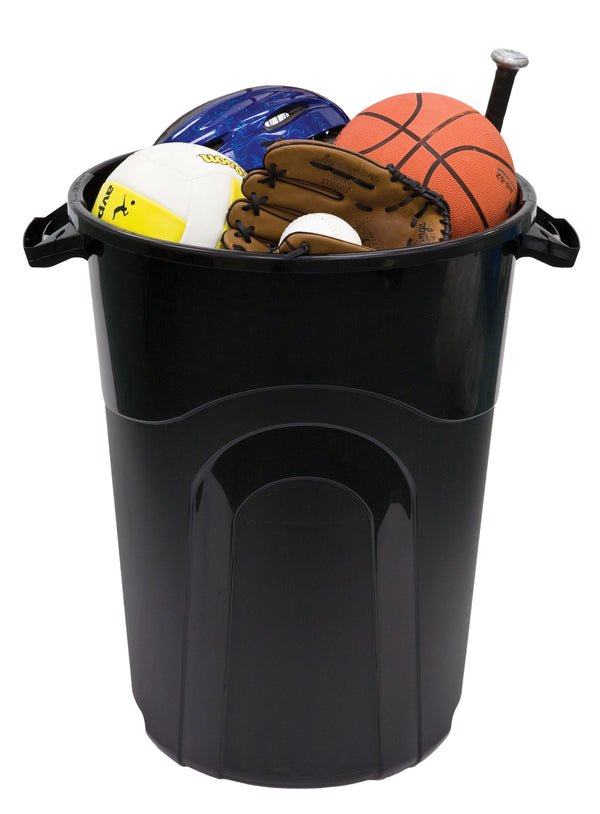 32 Gallon Injection Molded Trash Can - Black